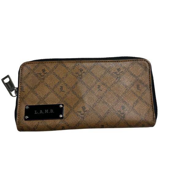 L.A.M.B Wallet Gwen Stefani Saddle Zip Around Wallet Y2K Monogram Brown Luxury - Picture 1 of 4
